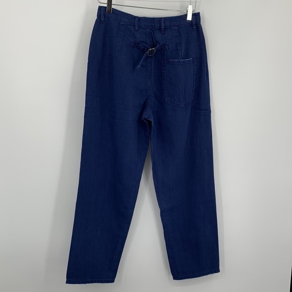 Sandrine Rose distressed pleated blue tapered leg jeans ankle flax denim new 27 - Picture 7 of 8